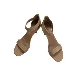 Style & Co Beige Ankle Strap Heeled Sandals With Back Zipper Closure 10M Manmade